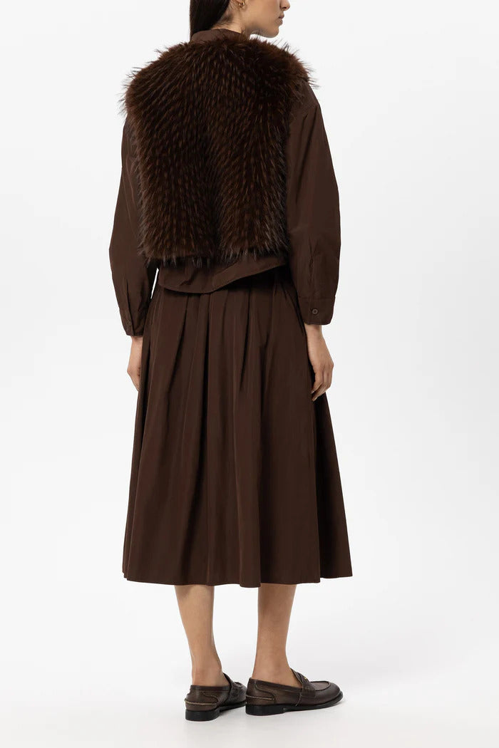 Luisa Cerano Boho Vest in Fur Look – Bruin-100% polyester-DAMES TRUIEN & VESTEN-Bruin
