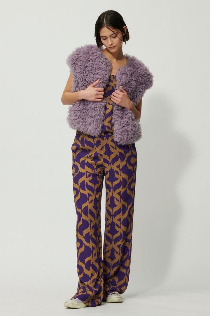 Luisa Cerano broek tapestry-100% viscose-DAMES BROEKEN-Paars