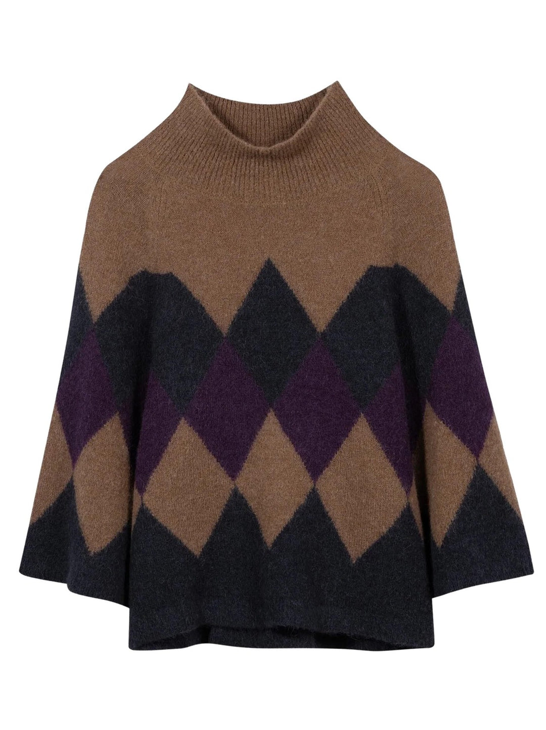 Luisa Cerano Cape Trui met Ruit – Multicolor-71% alpaca, 22% polyamide, 4% wol, 3% elastaan-DAMES TRUIEN & VESTEN-Divers