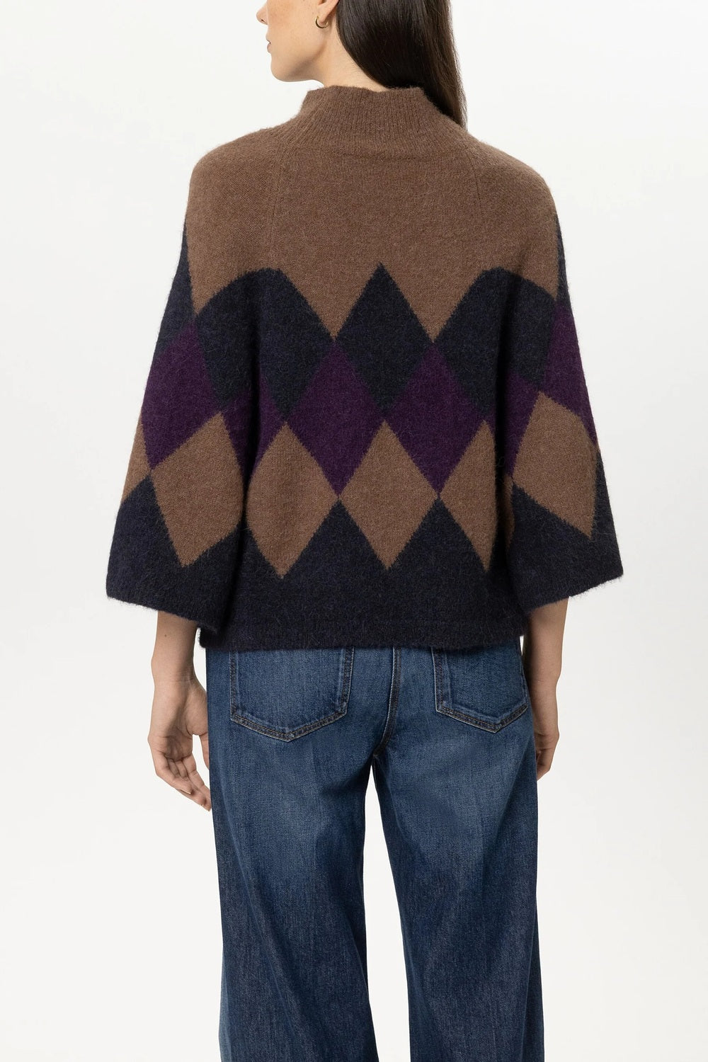 Luisa Cerano Cape Trui met Ruit – Multicolor-71% alpaca, 22% polyamide, 4% wol, 3% elastaan-DAMES TRUIEN & VESTEN-Divers