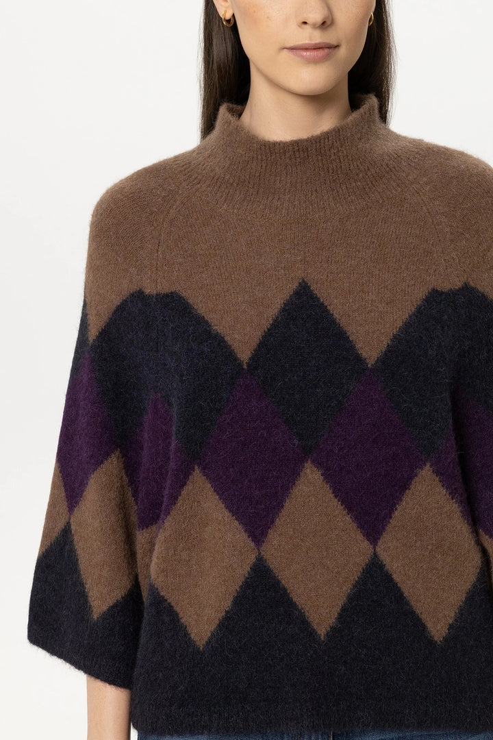 Luisa Cerano Cape Trui met Ruit – Multicolor-71% alpaca, 22% polyamide, 4% wol, 3% elastaan-DAMES TRUIEN & VESTEN-Divers