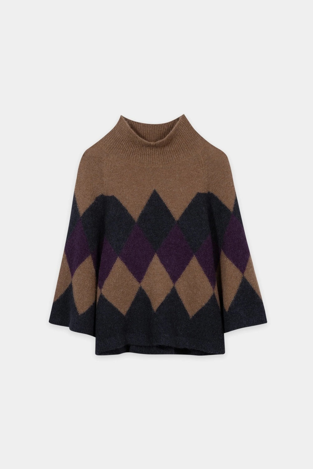 Luisa Cerano Cape Trui met Ruit – Multicolor-71% alpaca, 22% polyamide, 4% wol, 3% elastaan-DAMES TRUIEN & VESTEN-Divers