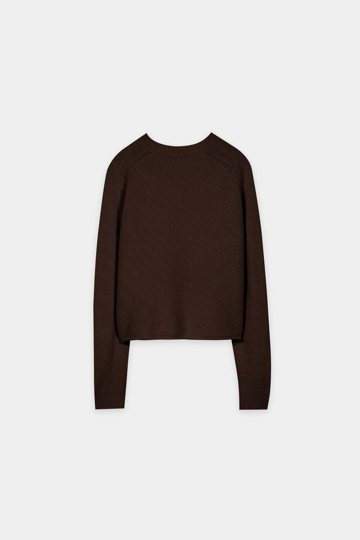 Luisa Cerano Cashmereblend Trui – Bruin-80% wol, 20% kasjmier-DAMES TRUIEN & VESTEN-Bruin