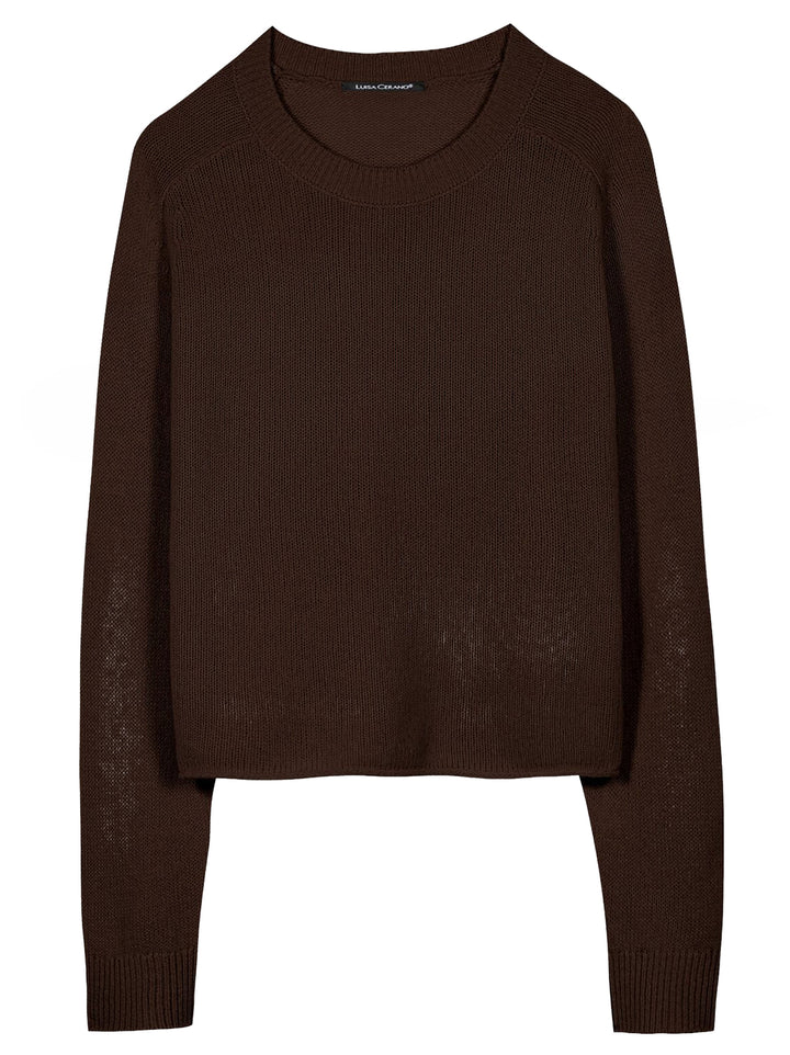 Luisa Cerano Cashmereblend Trui – Bruin-80% wol, 20% kasjmier-DAMES TRUIEN & VESTEN-Bruin