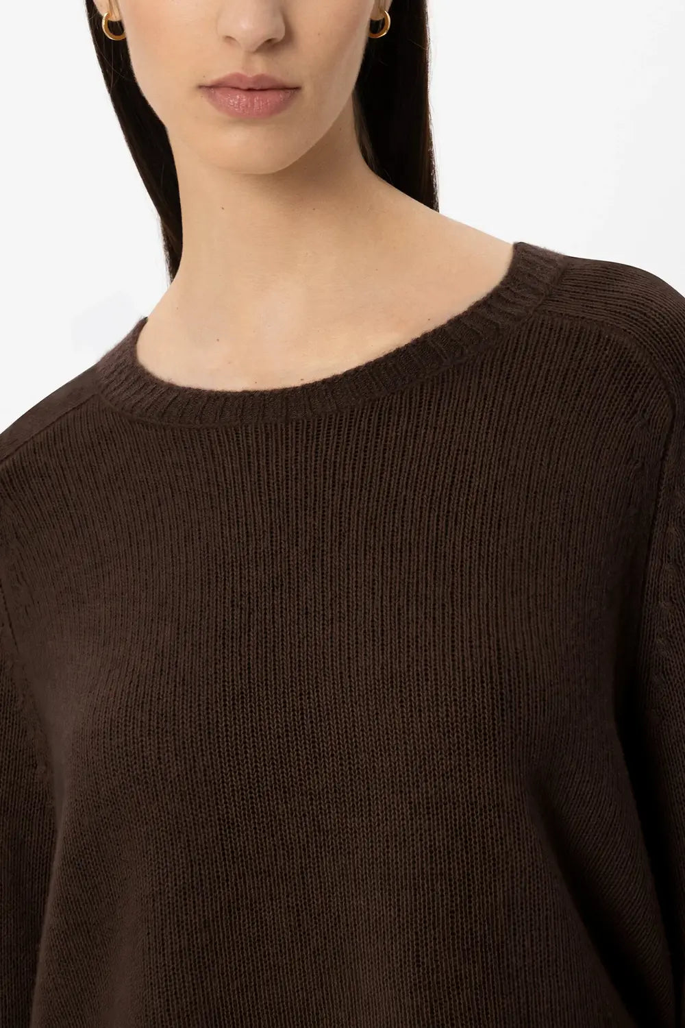 Luisa Cerano Cashmereblend Trui – Bruin-80% wol, 20% kasjmier-DAMES TRUIEN & VESTEN-Bruin