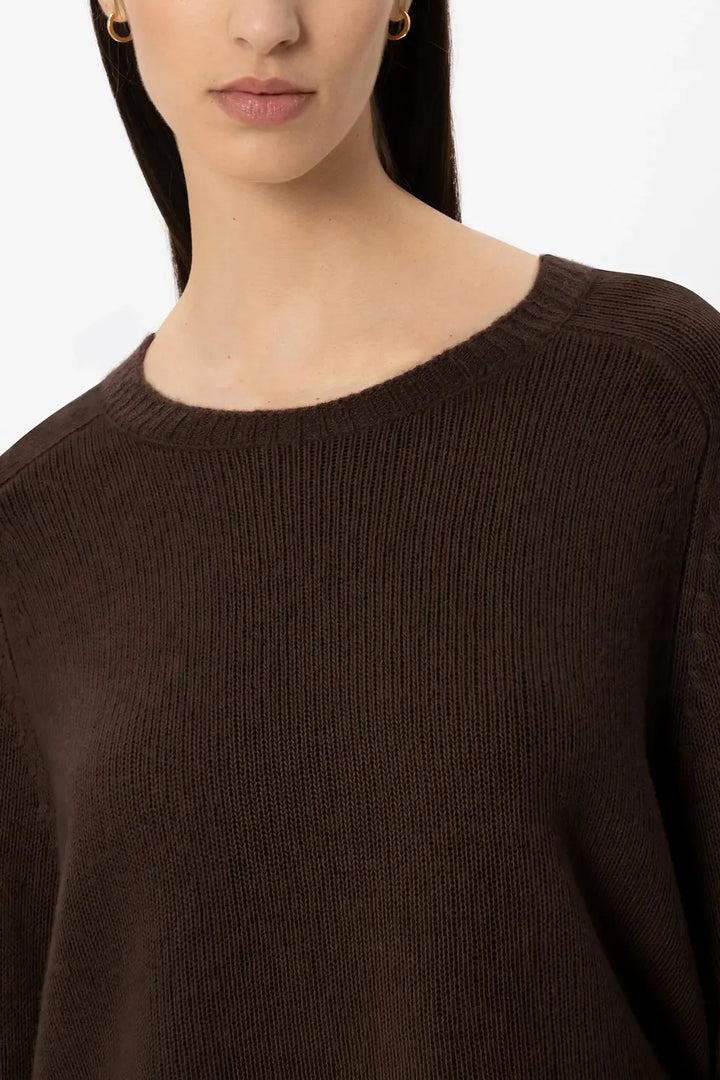 Luisa Cerano Cashmereblend Trui – Bruin-80% wol, 20% kasjmier-DAMES TRUIEN & VESTEN-Bruin