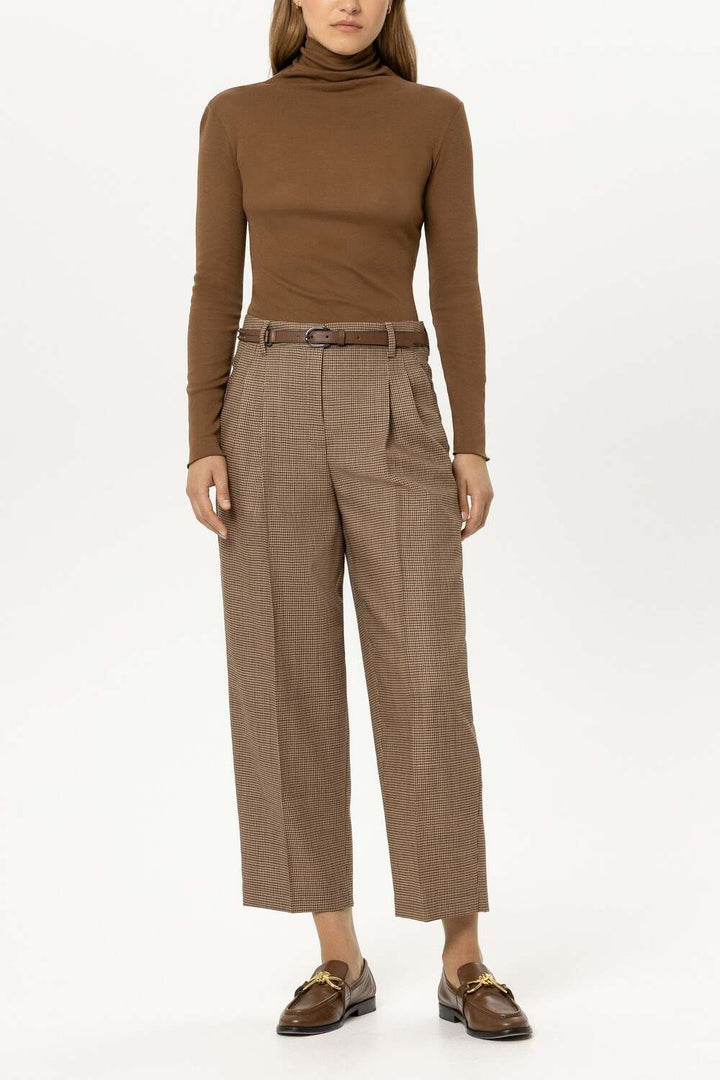 Luisa Cerano Colshirt – Bruin-100% katoen-DAMES TOPS & BLOUSES-Bruin