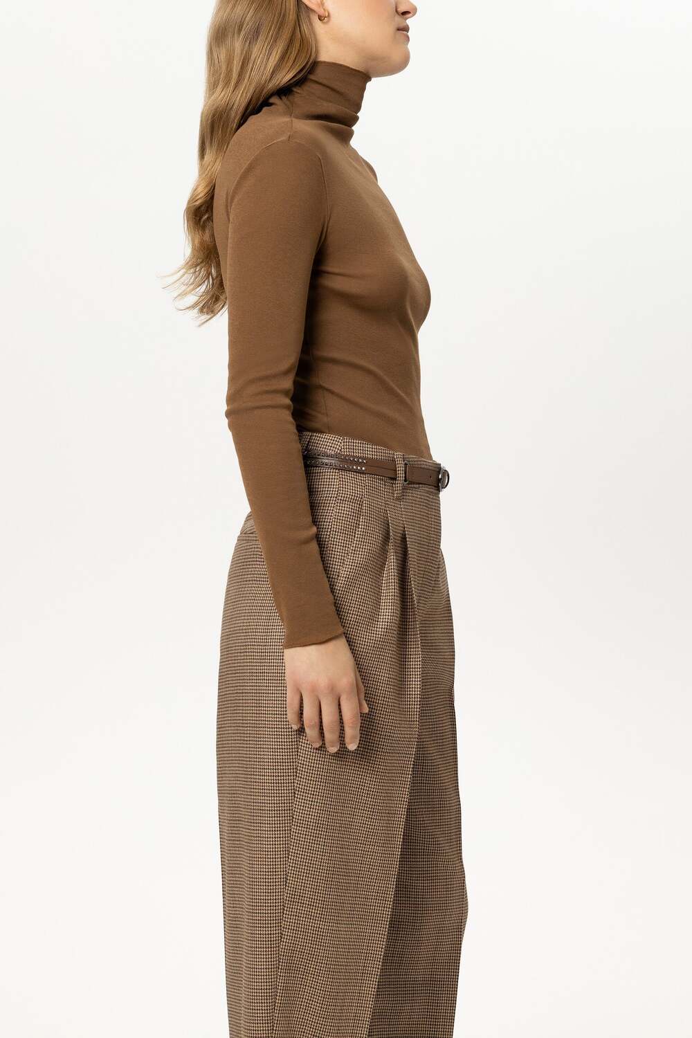 Luisa Cerano Colshirt – Bruin-100% katoen-DAMES TOPS & BLOUSES-Bruin