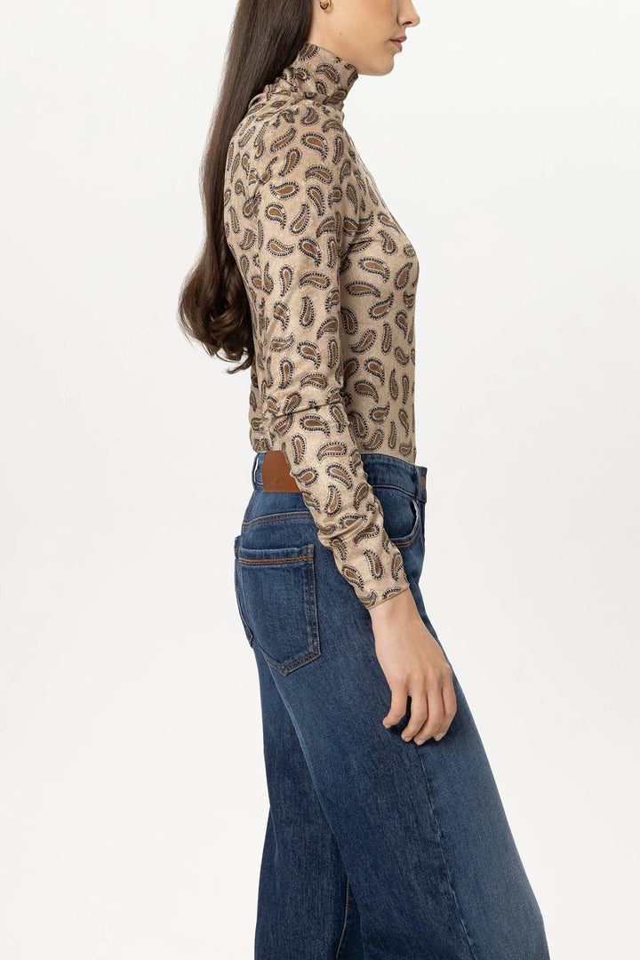 Luisa Cerano Coltop met Print – Bruin-95% polyester, 5% elastaan-DAMES TOPS & BLOUSES-Bruin