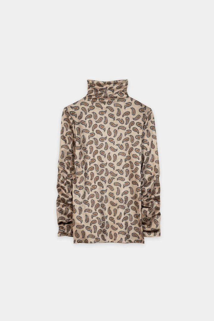 Luisa Cerano Coltop met Print – Bruin-95% polyester, 5% elastaan-DAMES TOPS & BLOUSES-Bruin