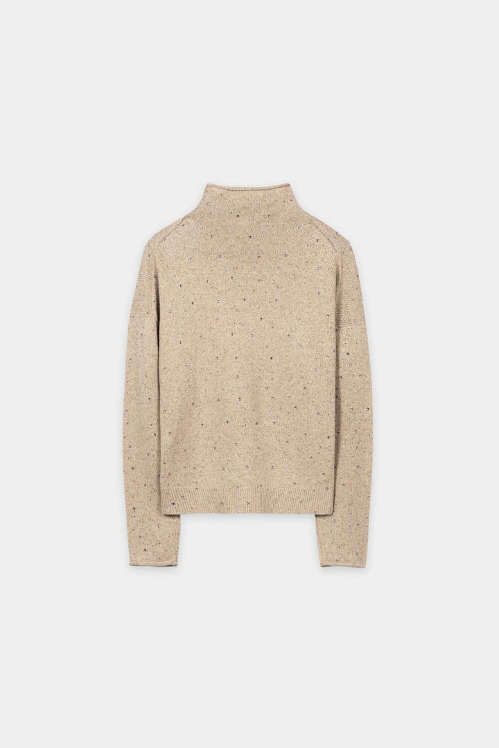 Luisa Cerano Coltrui met Sierstenen – Bruin-55% wol, 22% polyamide, 15% viscose, 8% elastaan-DAMES TRUIEN & VESTEN-Bruin