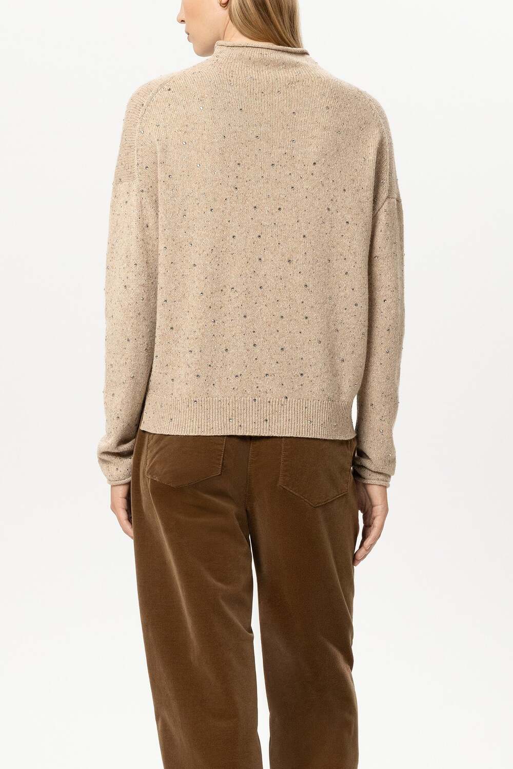 Luisa Cerano Coltrui met Sierstenen – Bruin-55% wol, 22% polyamide, 15% viscose, 8% elastaan-DAMES TRUIEN & VESTEN-Bruin