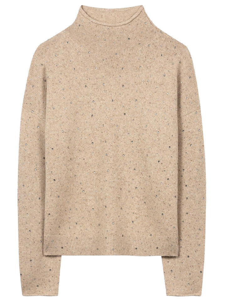 Luisa Cerano Coltrui met Sierstenen – Bruin-55% wol, 22% polyamide, 15% viscose, 8% elastaan-DAMES TRUIEN & VESTEN-Bruin