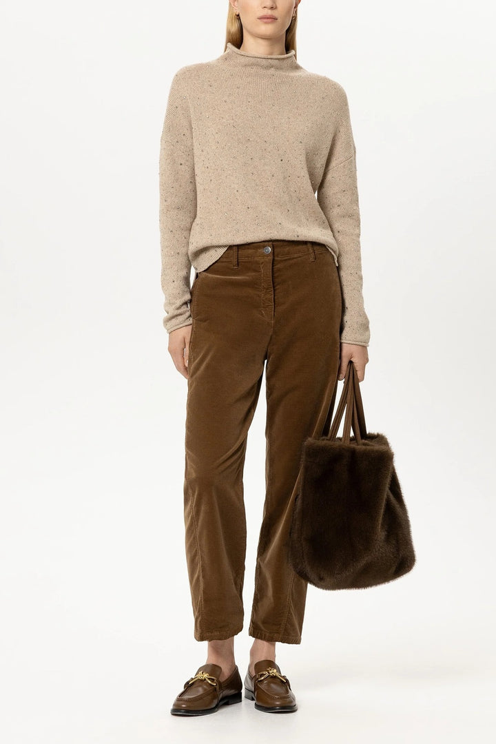 Luisa Cerano Coltrui met Sierstenen – Bruin-55% wol, 22% polyamide, 15% viscose, 8% elastaan-DAMES TRUIEN & VESTEN-Bruin