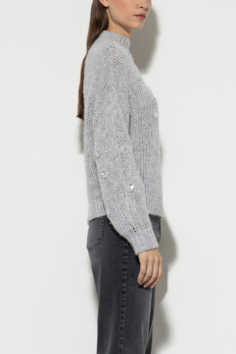 Luisa Cerano coltrui van een wolmix-Buitenstof: 41% wol, 31% alpaca, 28% polyamide-DAMES TRUIEN & VESTEN-Grijs