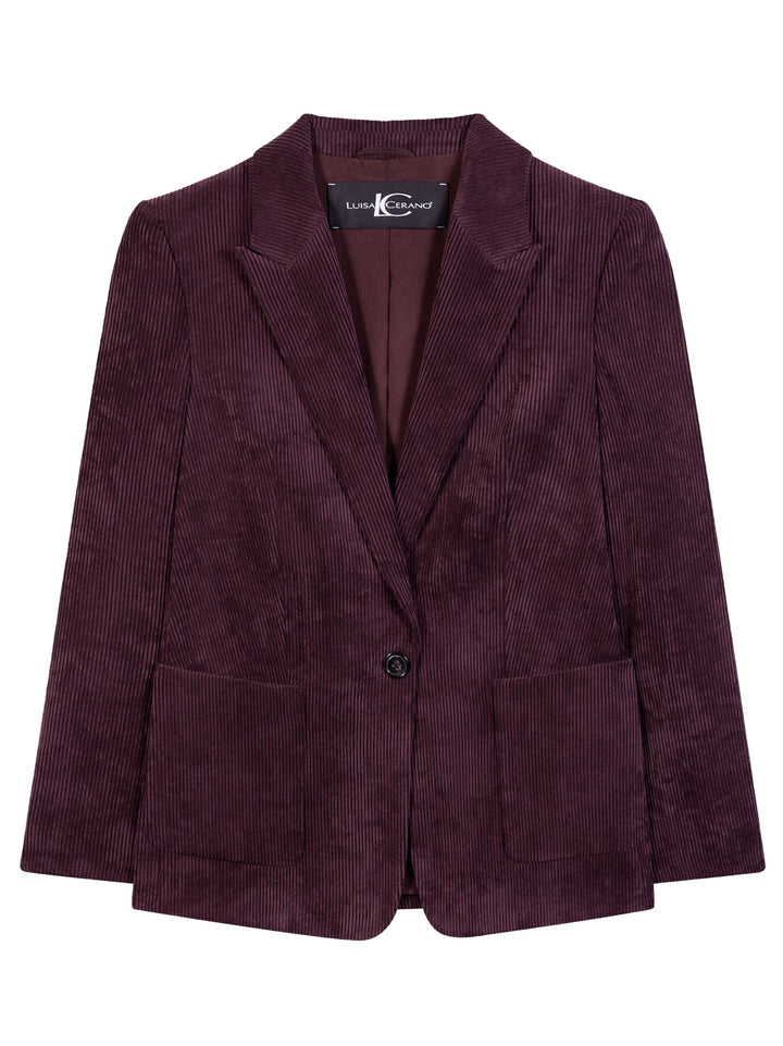 Luisa Cerano Corduroy Blazer – Aubergine-90% polyester, 8% polyamide, 2% elasthaan-DAMES BLAZERS & GILETS-Rood