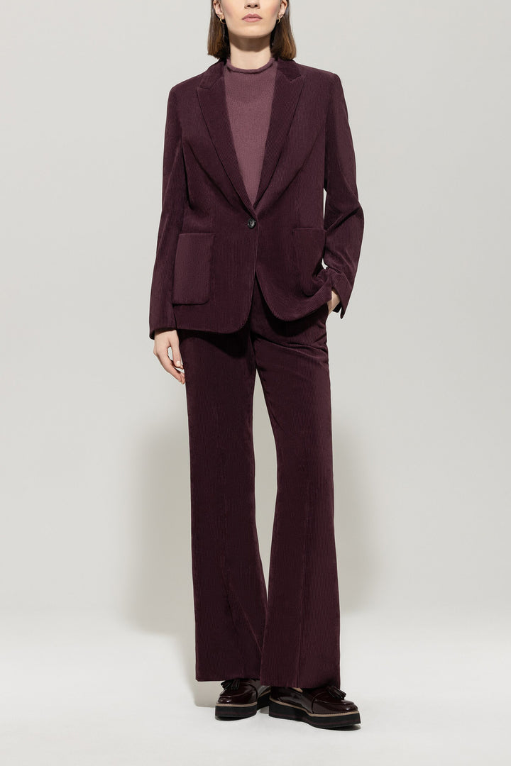 Luisa Cerano Corduroy Blazer – Aubergine-90% polyester, 8% polyamide, 2% elasthaan-DAMES BLAZERS & GILETS-Rood