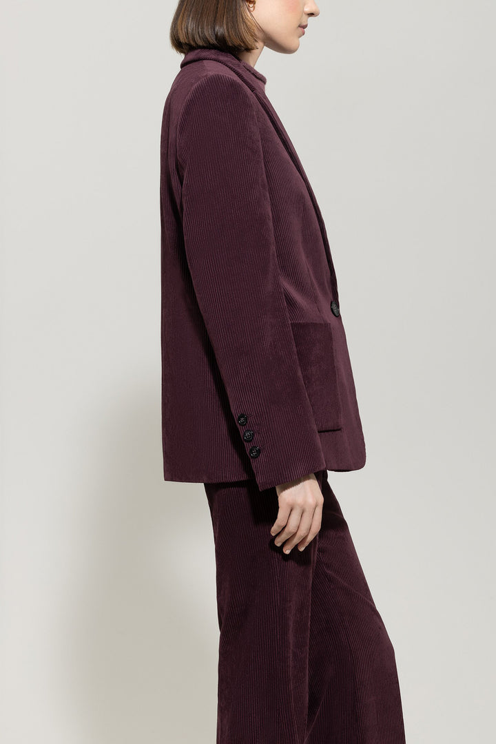 Luisa Cerano Corduroy Blazer – Aubergine-90% polyester, 8% polyamide, 2% elasthaan-DAMES BLAZERS & GILETS-Rood