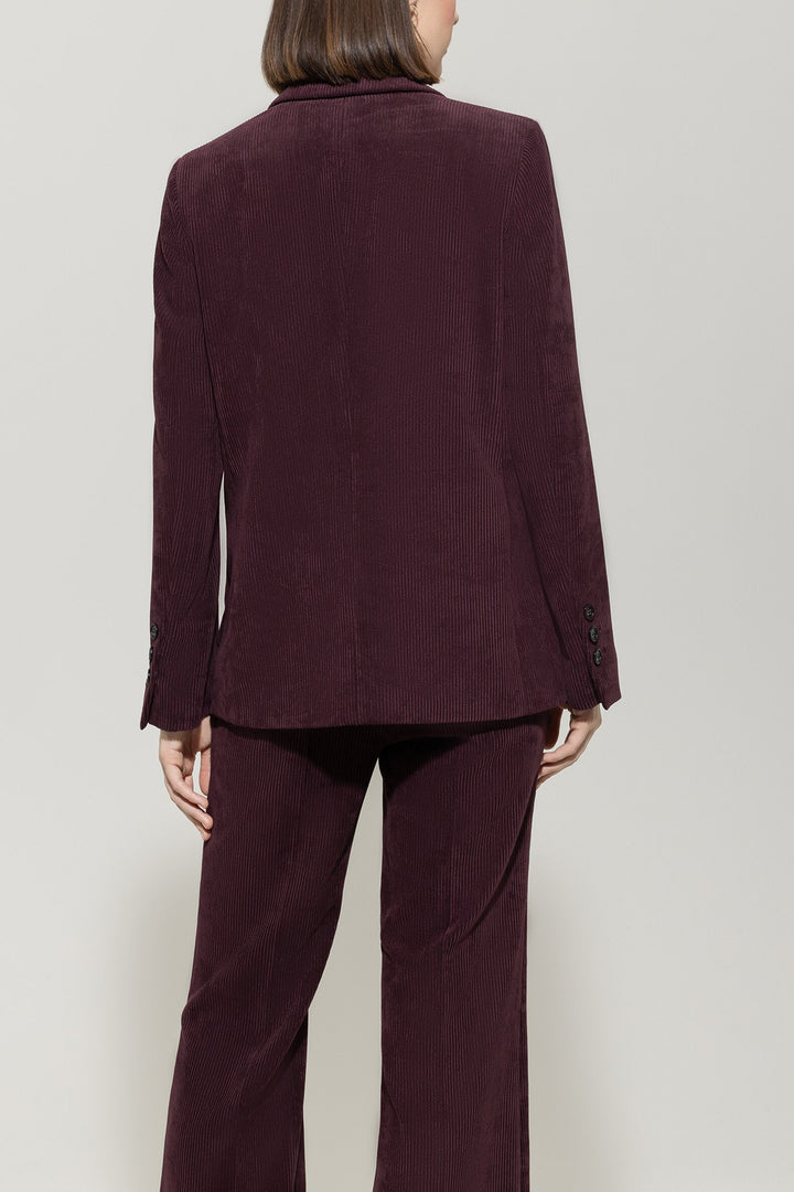 Luisa Cerano Corduroy Blazer – Aubergine-90% polyester, 8% polyamide, 2% elasthaan-DAMES BLAZERS & GILETS-Rood