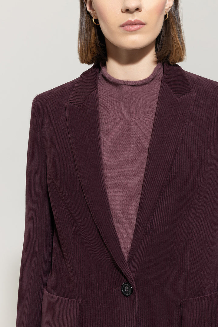 Luisa Cerano Corduroy Blazer – Aubergine-90% polyester, 8% polyamide, 2% elasthaan-DAMES BLAZERS & GILETS-Rood