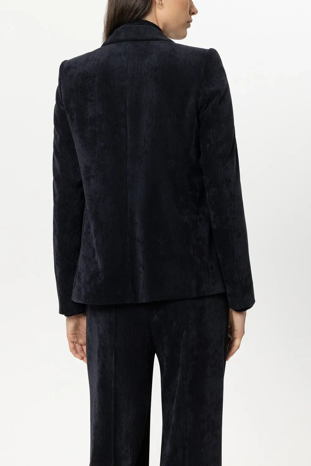 Luisa Cerano Corduroy Blazer – Blauw-90% polyester, 8% polyamide, 2% elastaan<br />Voering: 57% viscose, 43% polyester -D