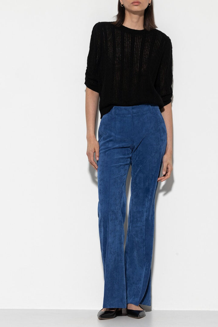 Luisa Cerano corduroy bootcut broek-Buitenstof: 90% polyester, 8% polyamide, 2% elastaan<br /><br />Sluiting: haak-, knoo