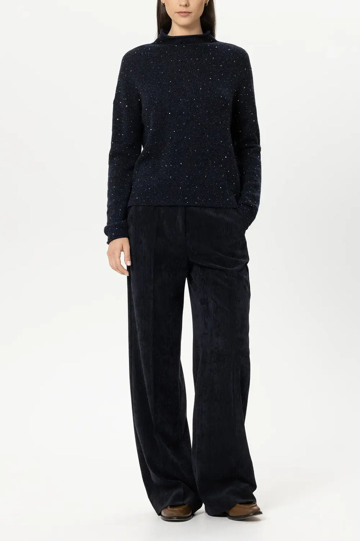 Luisa Cerano Corduroy Pantalon – Blauw-90% polyester, 8% polyamide, 2% elastaan -DAMES BROEKEN-Blauw