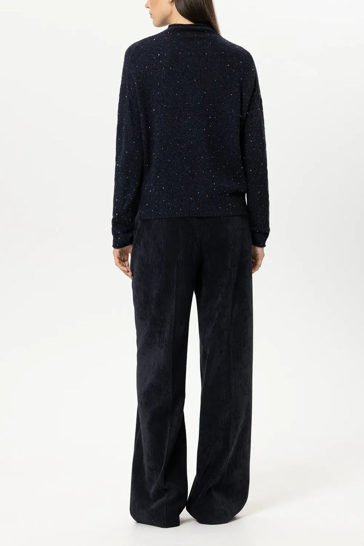 Luisa Cerano Corduroy Pantalon – Blauw-90% polyester, 8% polyamide, 2% elastaan -DAMES BROEKEN-Blauw