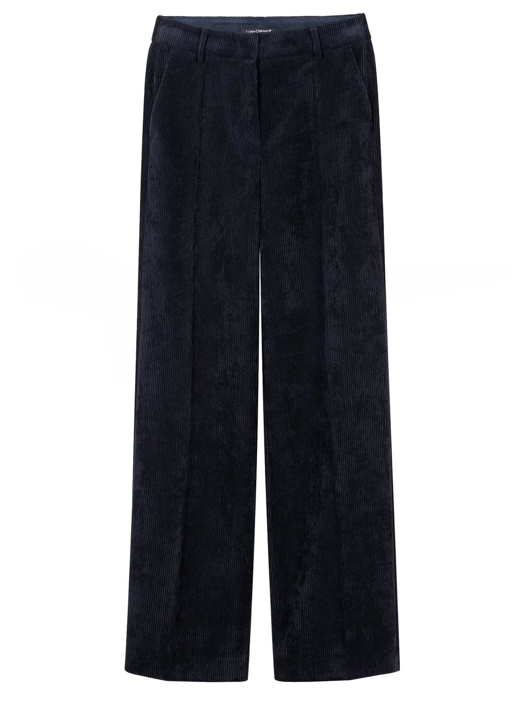Luisa Cerano Corduroy Pantalon – Blauw-90% polyester, 8% polyamide, 2% elastaan -DAMES BROEKEN-Blauw