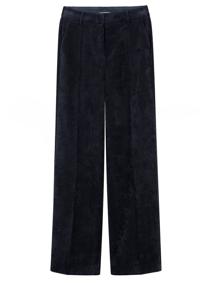 Luisa Cerano Corduroy Pantalon – Blauw-90% polyester, 8% polyamide, 2% elastaan -DAMES BROEKEN-Blauw