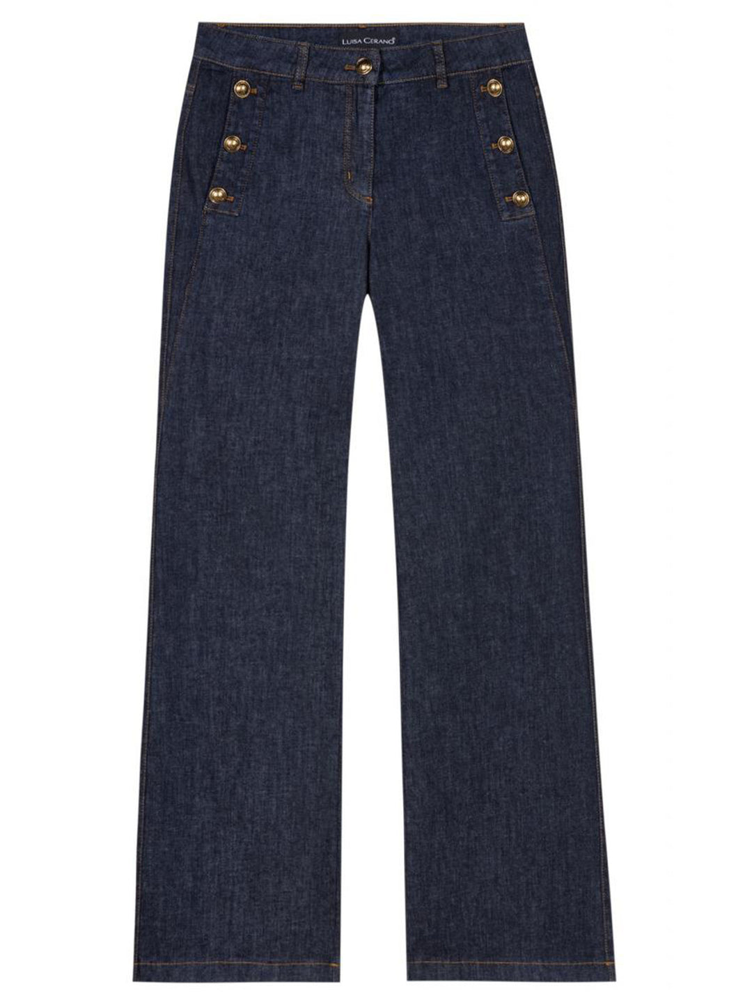 Luisa Cerano Denim Pantalon – Blauw-90% katoen, 8% elastomeer, 2% elasthaan-DAMES BROEKEN-Blauw