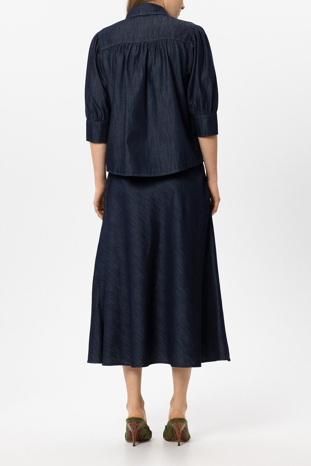 Luisa Cerano Denim rok in A-lijn – Blauw-100% katoen-DAMES ROKKEN-Blauw