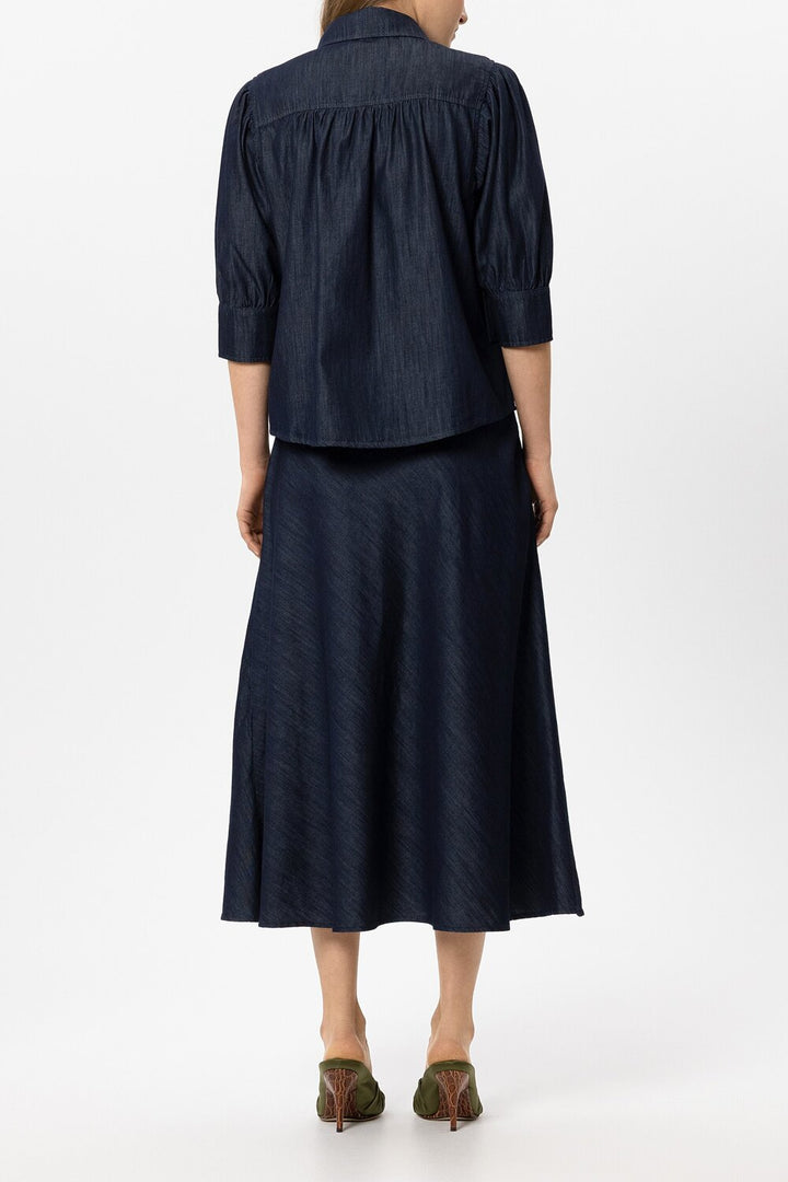 Luisa Cerano Denim rok in A-lijn – Blauw-100% katoen-DAMES ROKKEN-Blauw