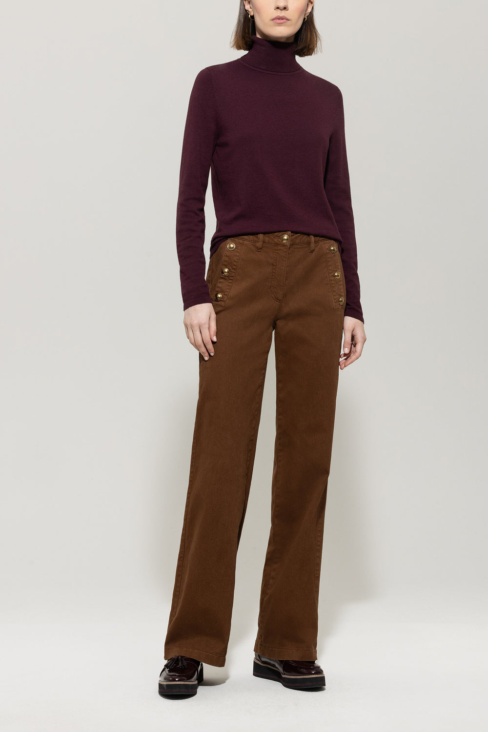 Luisa Cerano Fijne Coltrui – Aubergine-43% viscose, 42% polyamide, 15% wol-DAMES TRUIEN & VESTEN-Rood