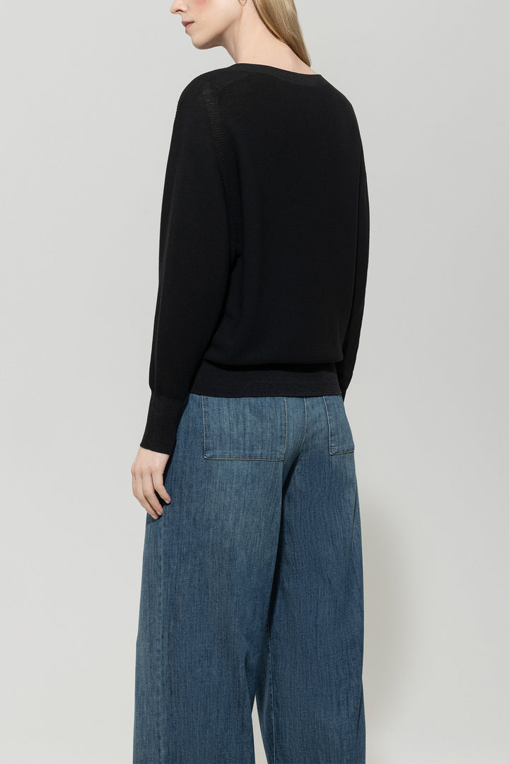 Luisa Cerano Fijngebreide Trui – Zwart-65% katoen, 35% polyamide-DAMES TRUIEN & VESTEN-Zwart