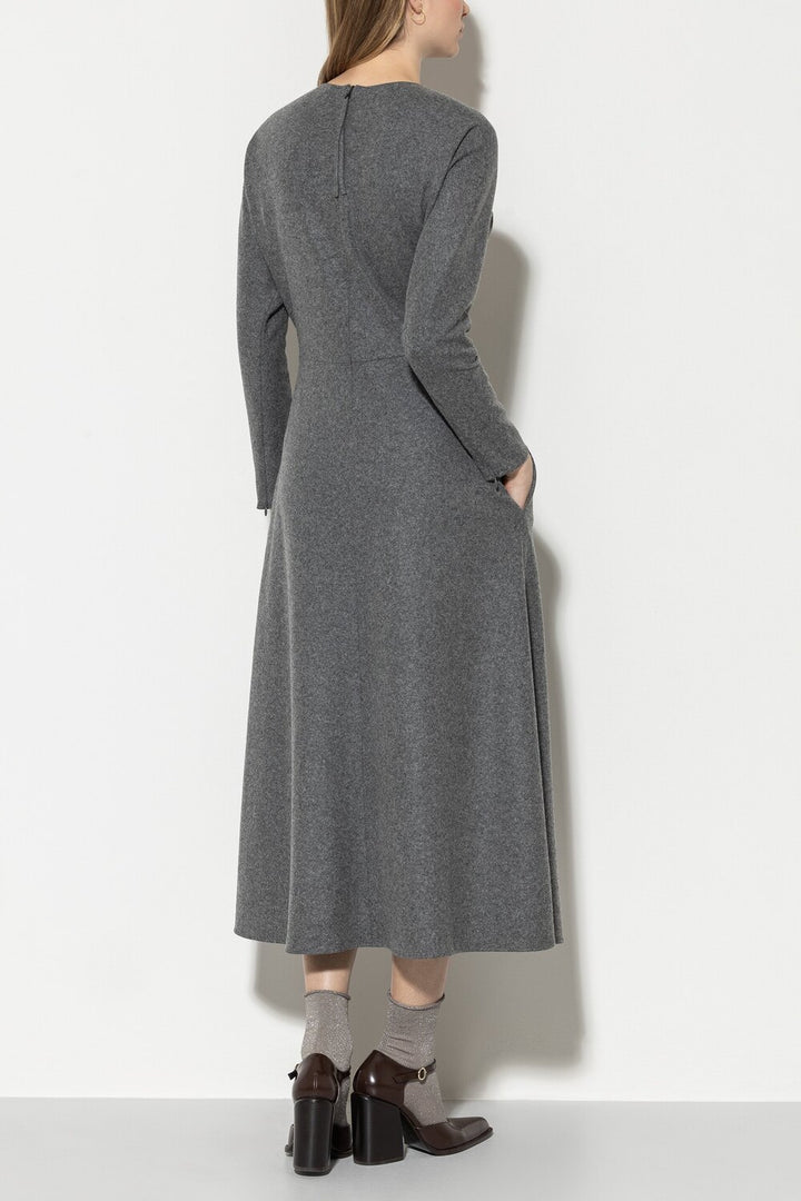 Luisa Cerano flanellen jurk grijs-58% Wol<br />39% Polyamide<br />3% Elastaan-DAMES JURKEN-Grijs