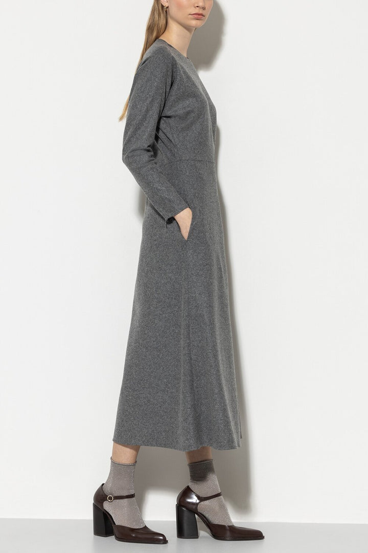 Luisa Cerano flanellen jurk grijs-58% Wol<br />39% Polyamide<br />3% Elastaan-DAMES JURKEN-Grijs