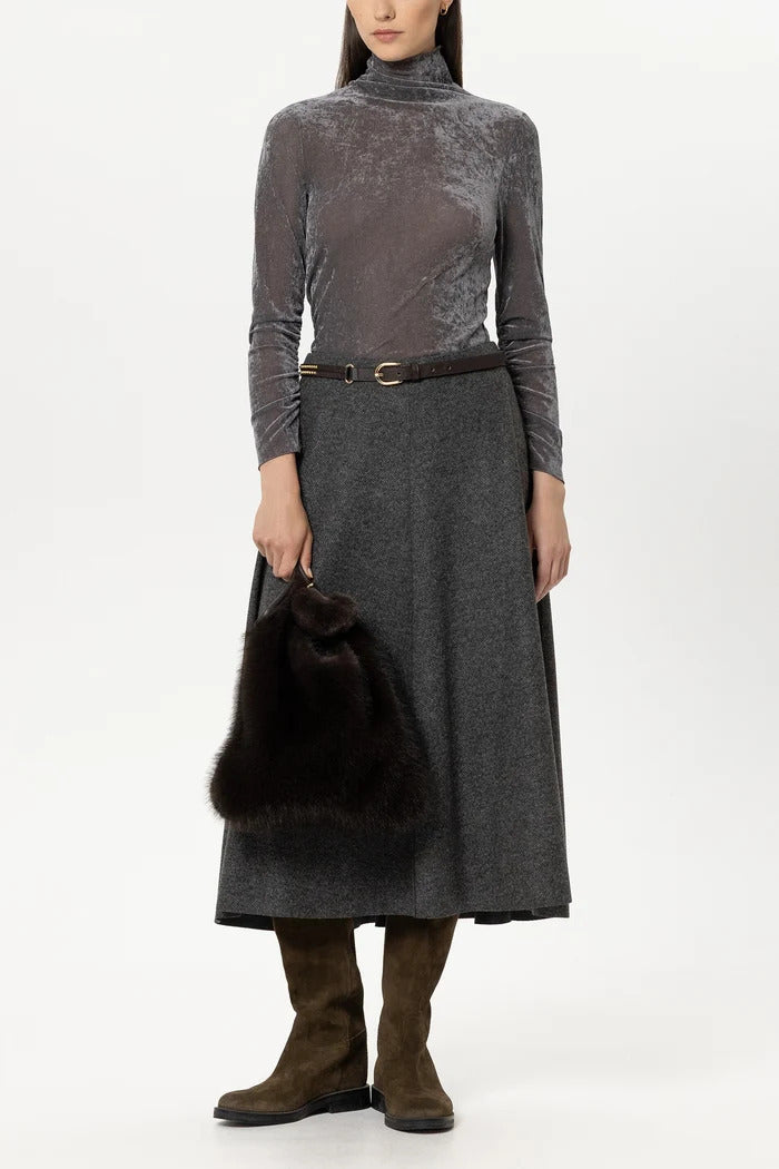Luisa Cerano Fluwelen Coltrui – Grijs-95% Polyester, 5% Elasthan-DAMES TRUIEN & VESTEN-Grijs