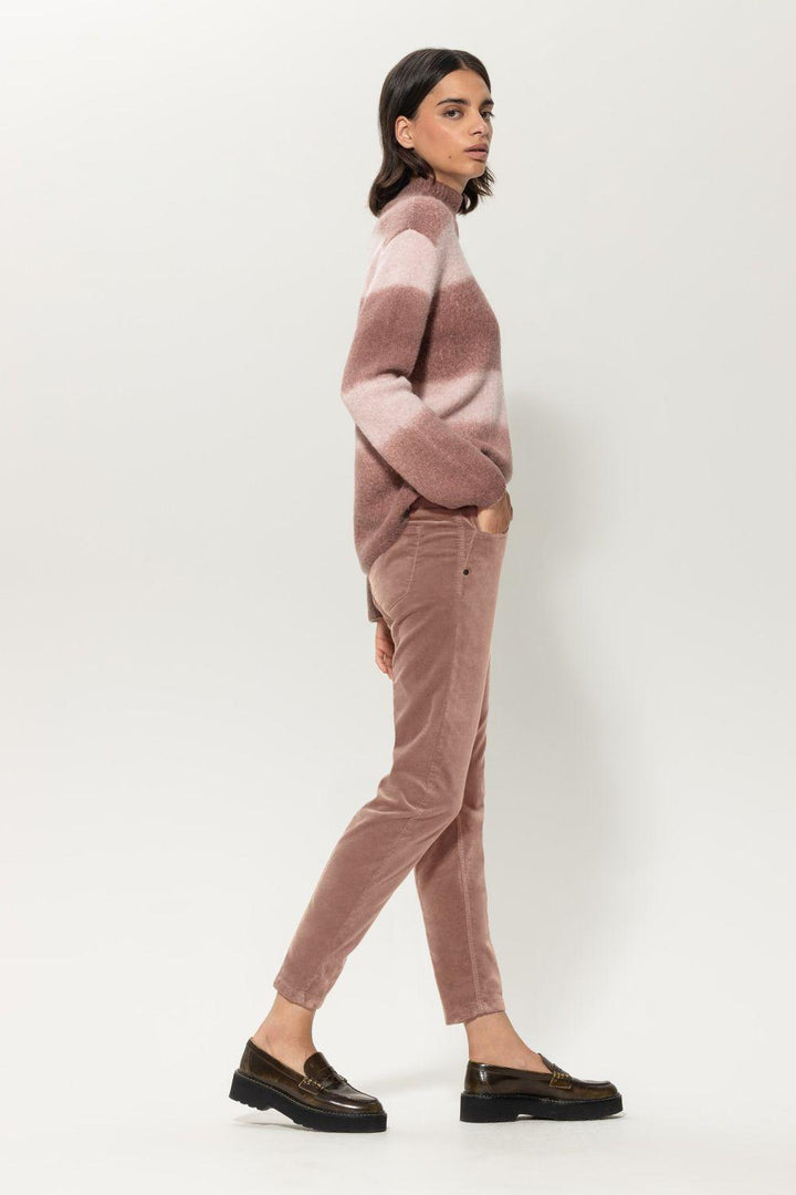 Luisa Cerano fluwelen denim-75% katoen, 14% modaal, 8% polyester, 3% polyurethaan-DAMES BROEKEN-Roze