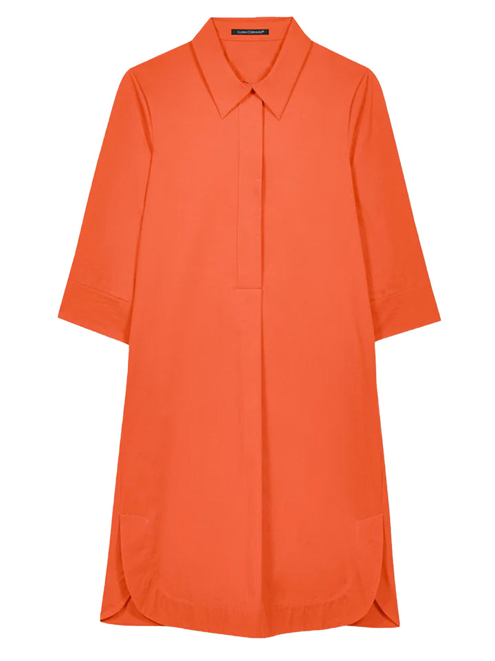 Luisa Cerano Gabardine blousejurk-95% Katoen<br />5% Elastaan-DAMES JURKEN-Rood