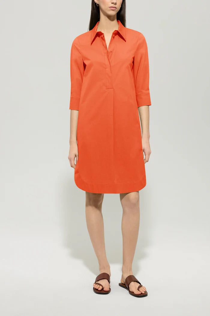 Luisa Cerano Gabardine blousejurk-95% Katoen<br />5% Elastaan-DAMES JURKEN-Rood