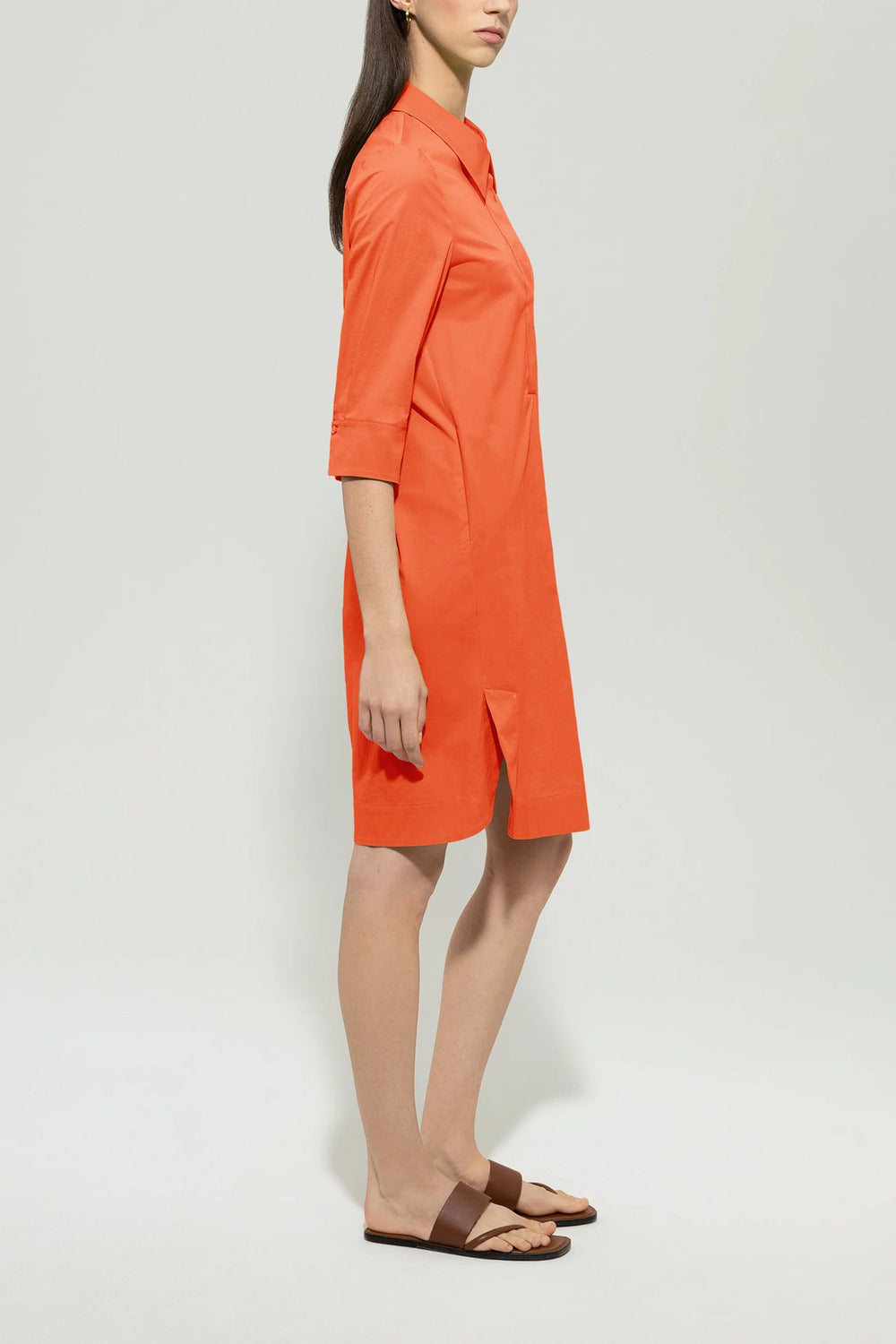 Luisa Cerano Gabardine blousejurk-95% Katoen<br />5% Elastaan-DAMES JURKEN-Rood