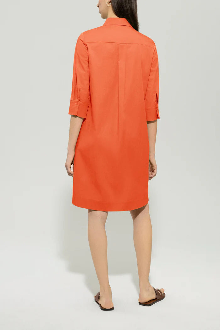 Luisa Cerano Gabardine blousejurk-95% Katoen<br />5% Elastaan-DAMES JURKEN-Rood