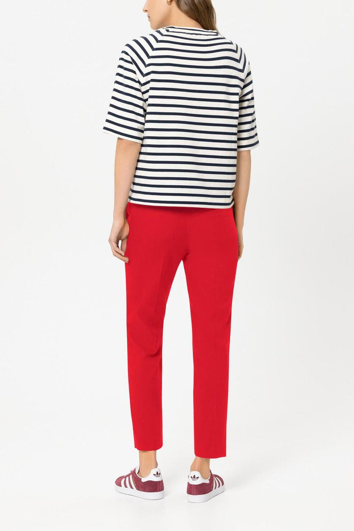 Luisa Cerano Gabardine Slim Tailored Pantalon-97% katoen, 3% elastaan-DAMES BROEKEN-Rood