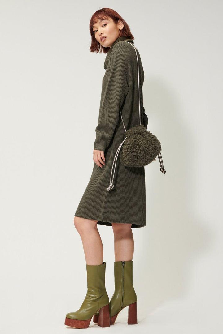 Luisa Cerano gebreide jurk-70% wol, 30% polyacrylc-DAMES JURKEN-Groen