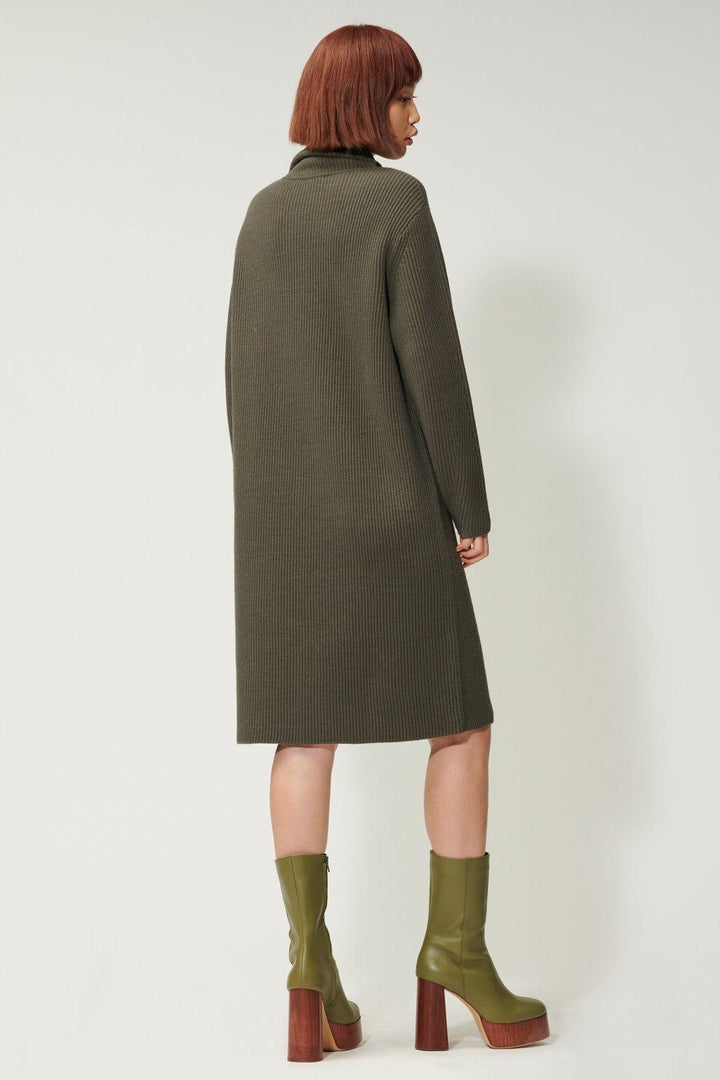 Luisa Cerano gebreide jurk-70% wol, 30% polyacrylc-DAMES JURKEN-Groen