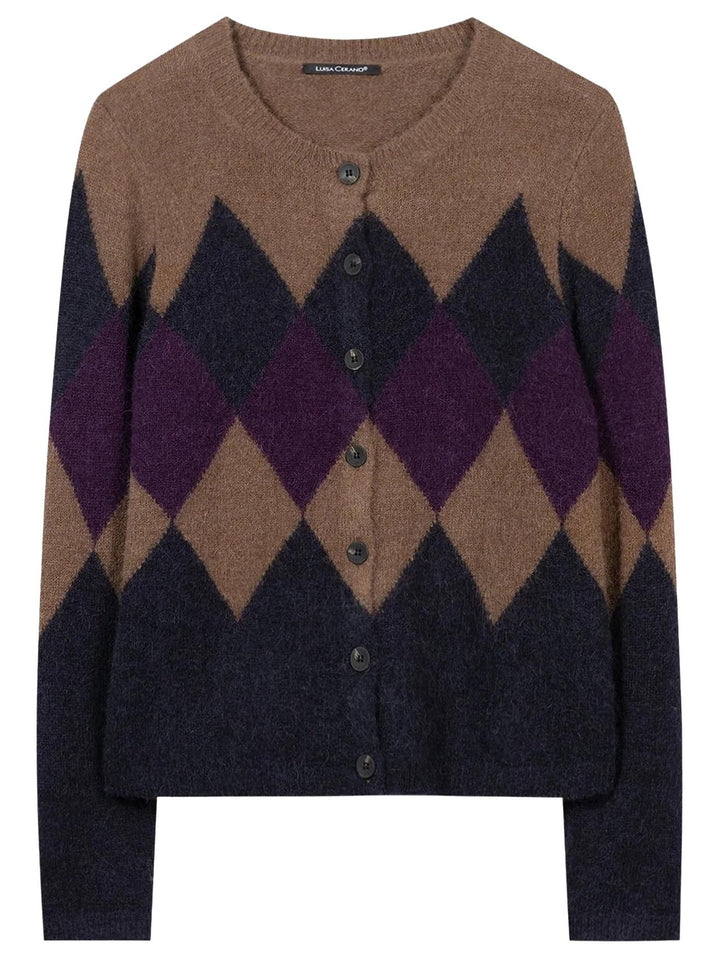 Luisa Cerano Geruit Alpaca Vest – Multicolor-71% alpaca, 22% polyamide, 4% wol, 3% elastaan-DAMES TRUIEN & VESTEN-Divers