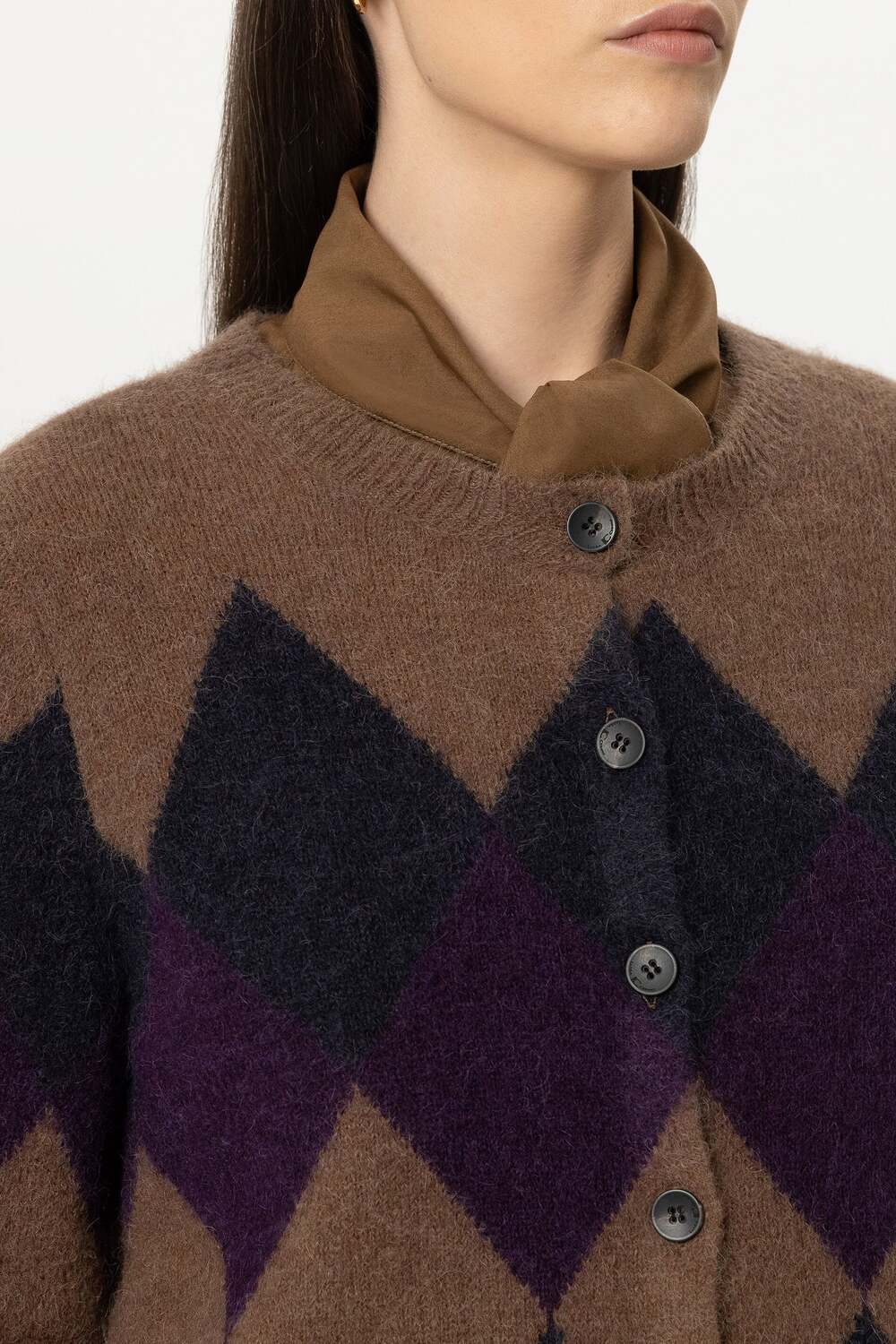 Luisa Cerano Geruit Alpaca Vest – Multicolor-71% alpaca, 22% polyamide, 4% wol, 3% elastaan-DAMES TRUIEN & VESTEN-Divers