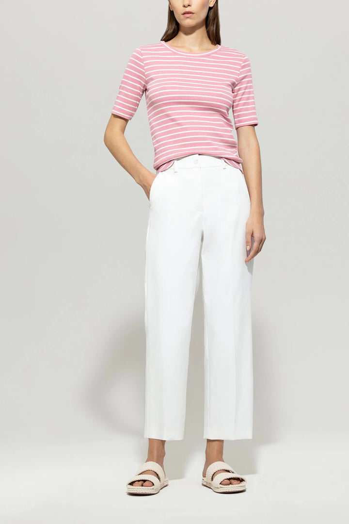 Luisa Cerano gestreept t-shirt-97% Katoen<br />3% Elastaan-DAMES TOPS & BLOUSES-Roze