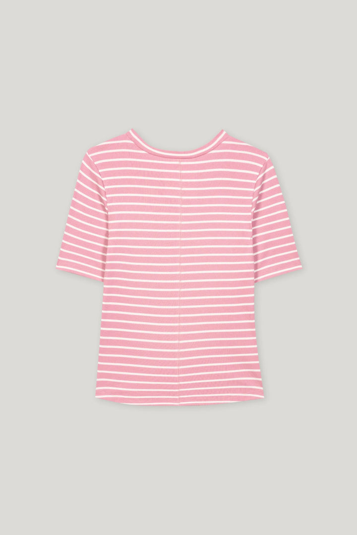 Luisa Cerano gestreept t-shirt-97% Katoen<br />3% Elastaan-DAMES TOPS & BLOUSES-Roze